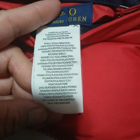 Kids Polo Ralph Lauren Reversible Puffer Vest Red Navy Logo Size L 14-16 - Picture 11 of 12